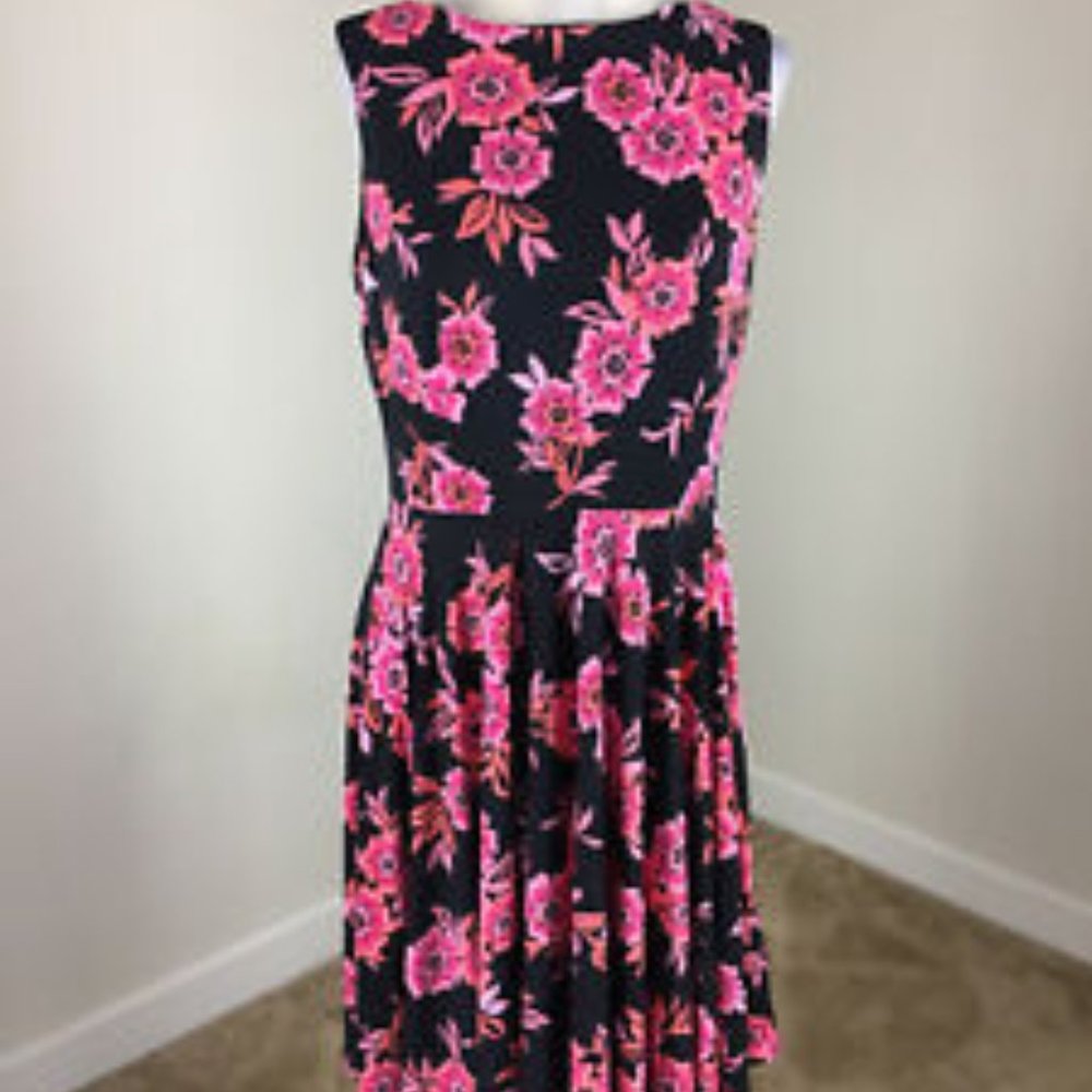 Donna Morgan Navy Floral Fit and Flare Dress